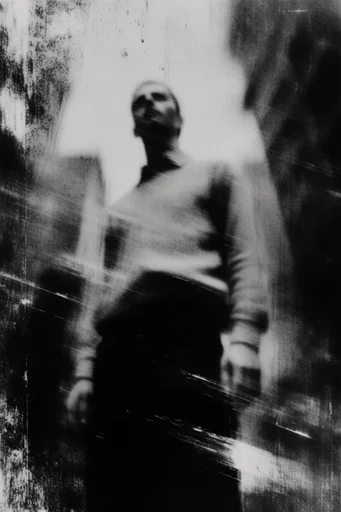 Kinetic Noir Abstraction style reference image — high-contrast black and white