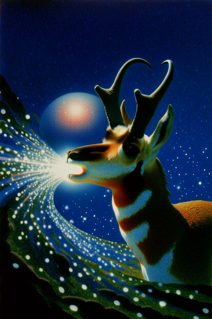 Prismatic Cosmic Retro-Surrealism style AI image example 3