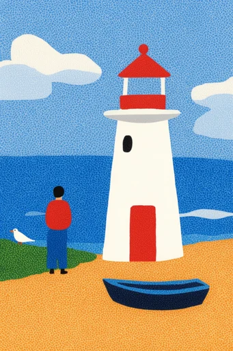 Textured Surreal Folk style reference image — vibrant flat color blocks