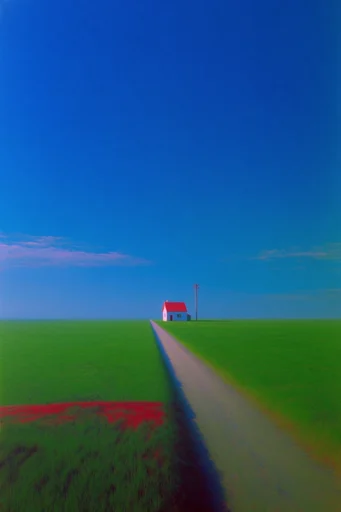 Surrealist Liminal Horizons style reference image — vast blue sky