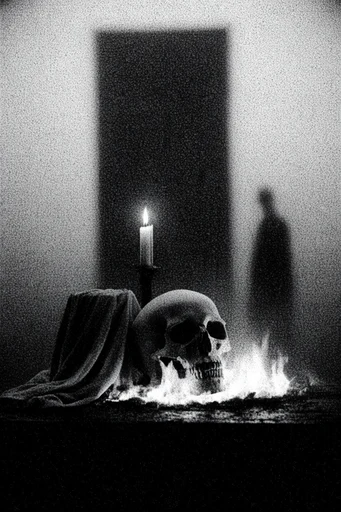 Monochromatic Occult Noir style reference image — atmospheric dark noir