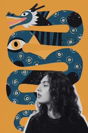 Surrealist Graphic Collage style reference image — bold graphic overlays