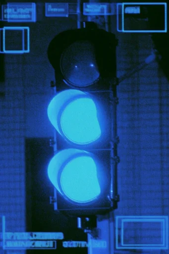 Analog Surveillance Noir style reference image — monochromatic indigo
