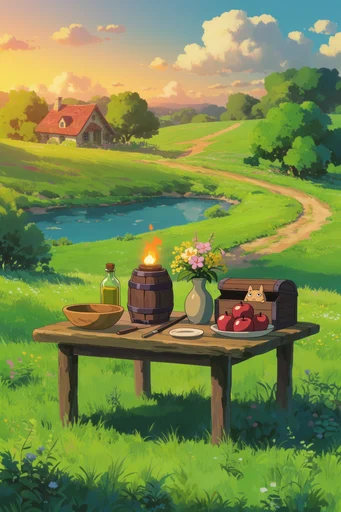 Nostalgic Pastoral Fantasy style reference image — nostalgic 2d hand-drawn animation