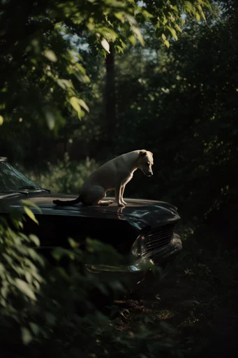 Cinematic Overgrown Wilderness style reference image — shallow depth of field