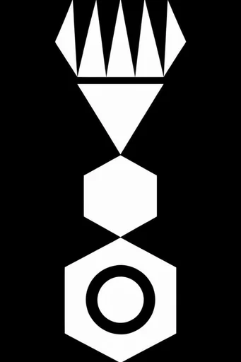 Monochrome Glitch Brutalism style reference image — brutalist geometric glyphs