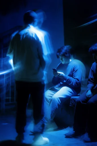 Spectral Cobalt Noir style reference image — cobalt blue monochrome