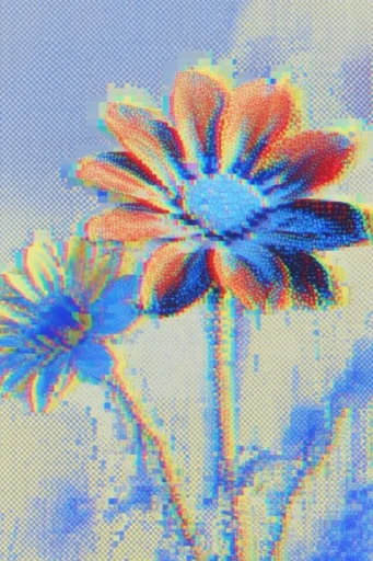 Retro-Digital Graphic Synthesis style reference image — digital glitch texture