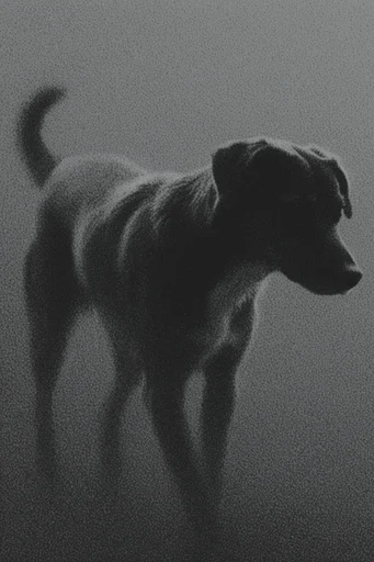 Gritty Monochromatic Noir style reference image — stippled charcoal
