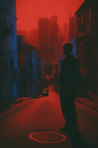 Cinematic Noir Duotone style reference image — chiaroscuro lighting