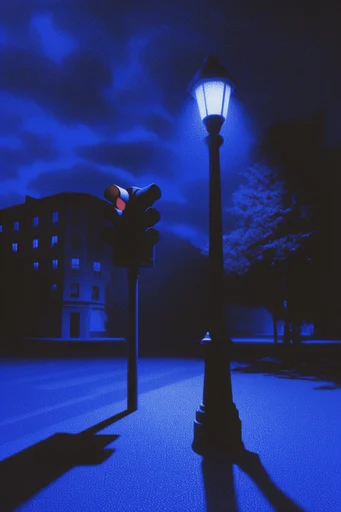 Electric Nocturnal Stippling style reference image — electric blue and indigo palette