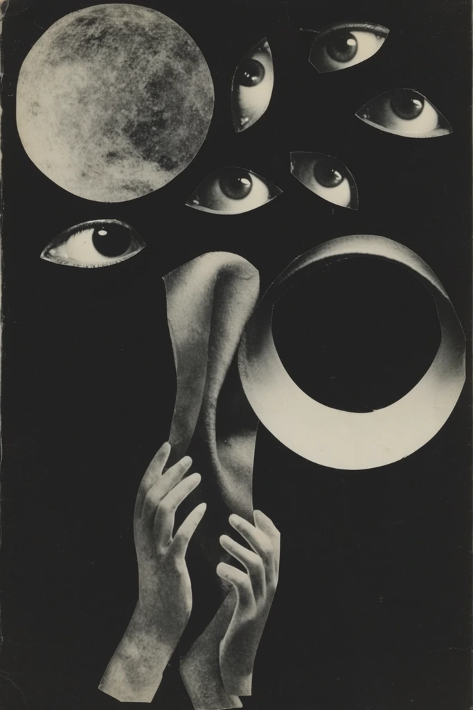 Monochrome Surrealist Noir style AI image example 2
