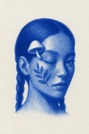 Monochromatic Cobalt Surrealism style reference image — dramatic chiaroscuro lighting