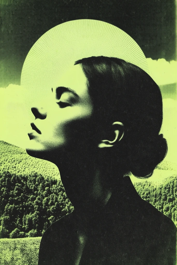 Gritty Halftone Collage style AI image example 2