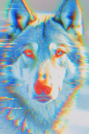Iridescent Digital Distortion style AI image example 3