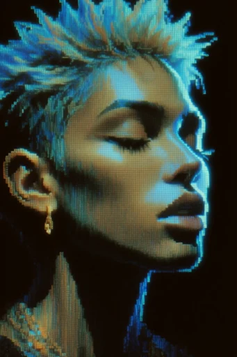Luminous Digital Retrocore style reference image — pixel grid texture