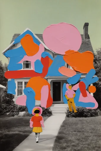 Surrealist Graphic Collage style reference image — bold graphic overlays