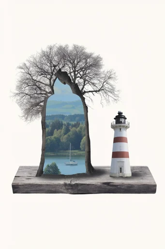 Minimalist Surrealist Montage style reference image — organic texture