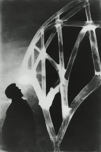 Experimental Darkroom Surrealism style reference image — solarized photogram