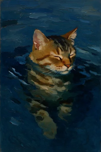 Nocturnal Impasto Melancholy style reference image — deep teal and indigo