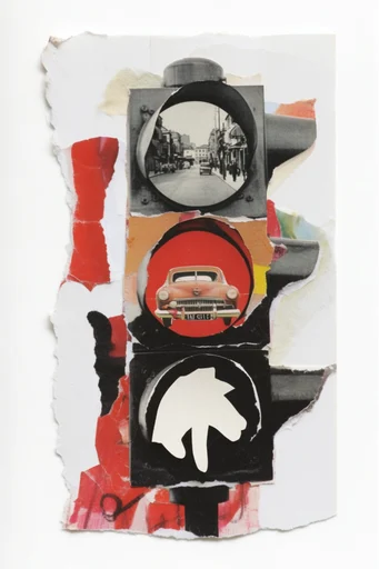 Raw Analog Collage style reference image — torn paper texture