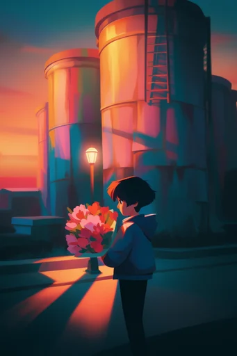Geometric Sunset Noir style reference image — atmospheric perspective