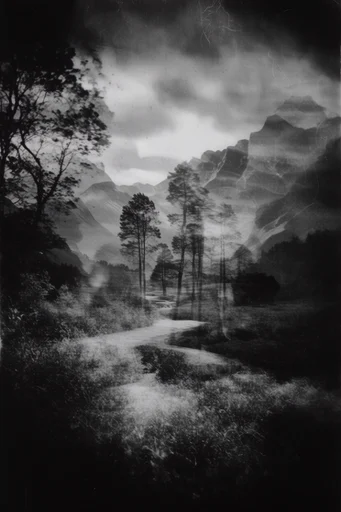 Spectral Analog Gothic style reference image — monochrome high contrast