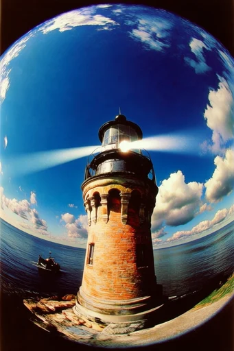Distorted Urban Fisheye style reference image — high-contrast lighting