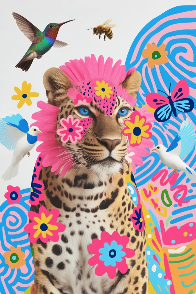 Graphic Pop Collage style AI image example 3