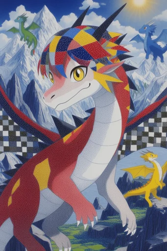 Graphic Stippled Modernism style reference image — primary color palette