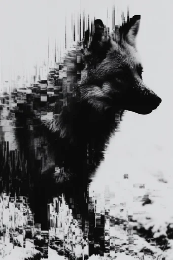 Corrupted Monochrome Glitch style AI image example 3