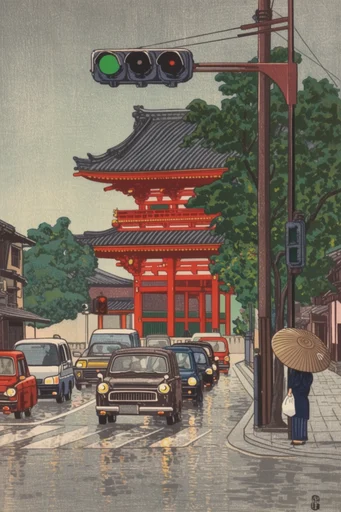 Atmospheric Shin-Hanga Prints style reference image — japanese woodblock print