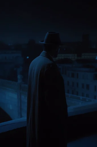 Cinematic Cobalt Noir style reference image — low-key cinematic noir