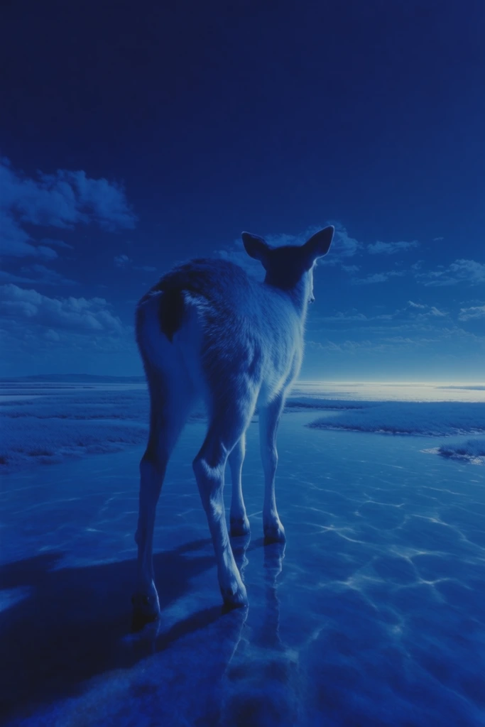 Monochromatic Cobalt Dreamcore style AI image example 3