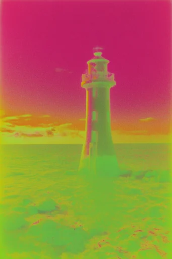 Neon Analog Halftone style reference image — soft-focus dreamcore