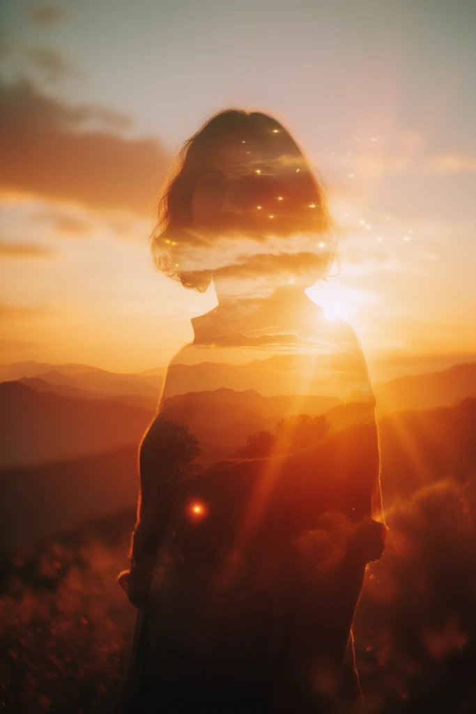 Ethereal Nostalgic Double-Exposure style AI image example 2