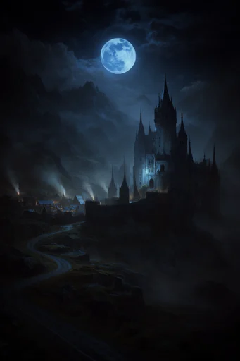 Ethereal Gothic Nocturne style reference image — misty landscape