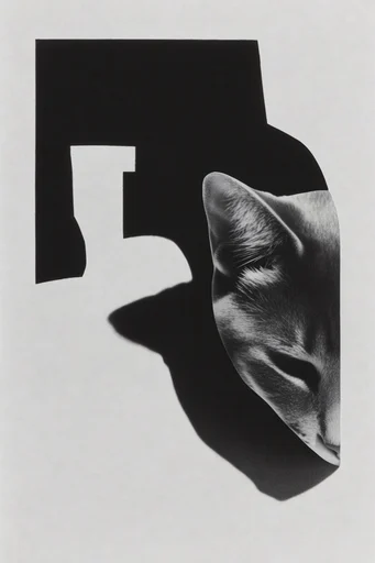Stark Monochrome Surrealism style reference image — vintage darkroom grain