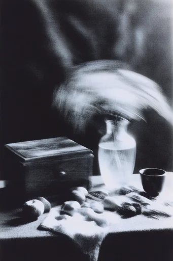 Spectral Monochrome Noir style reference image — heavy film grain