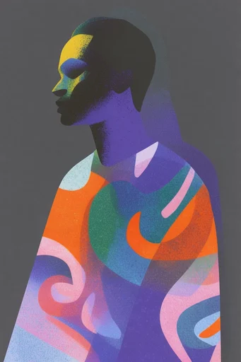 Vibrant Grainy Geometry moodboard — generate AI images in this style