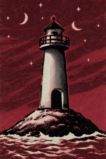 Gritty Red Halftone style reference image — distressed paper grain