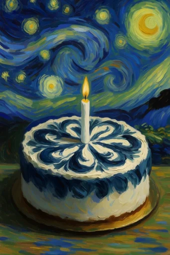 Luminous Celestial Impasto style reference image — dynamic rhythmic movement