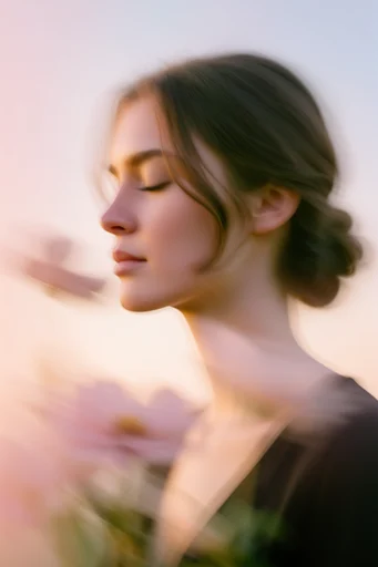 Ethereal Kinetic Iridescence style reference image — soft-focus dreamcore
