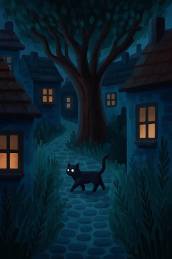 Whimsical Nocturnal Folklore style reference image — textured digital paint
