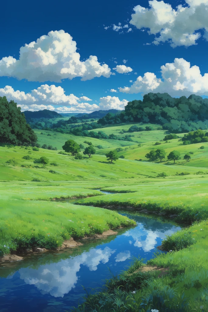 Nostalgic Ghibli Pastoral style AI image example 2