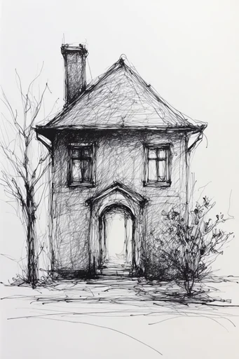 Raw Monochrome Sketchwork style AI image example 4