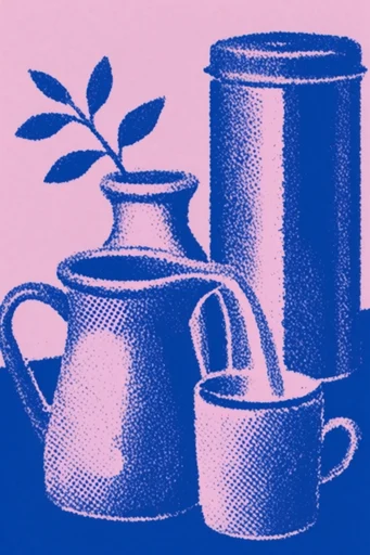 Graphic Duotone Halftone style reference image — stipple texture
