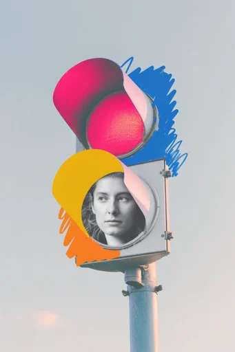 Surrealist Graphic Collage style reference image — vintage black and white portrait