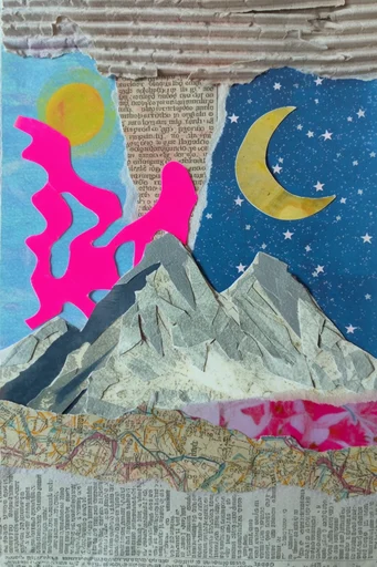 Analog Zine Collage style reference image — analog paper collage