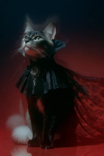 Crimson Gothic Opulence style reference image — uncanny theatrical portraiture